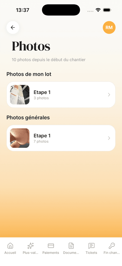 Photos du chantier