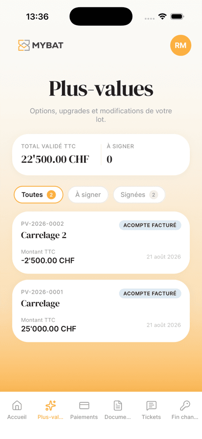 Plus-values signées dans l’app