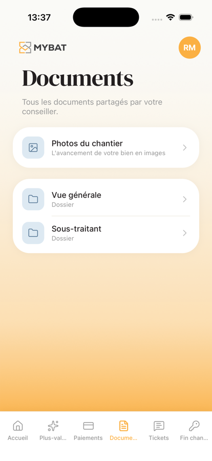Écran Documents