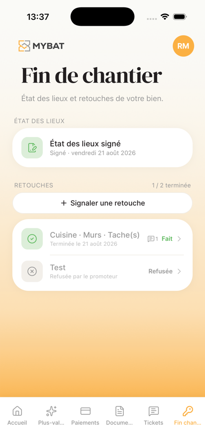 Écran Fin de chantier