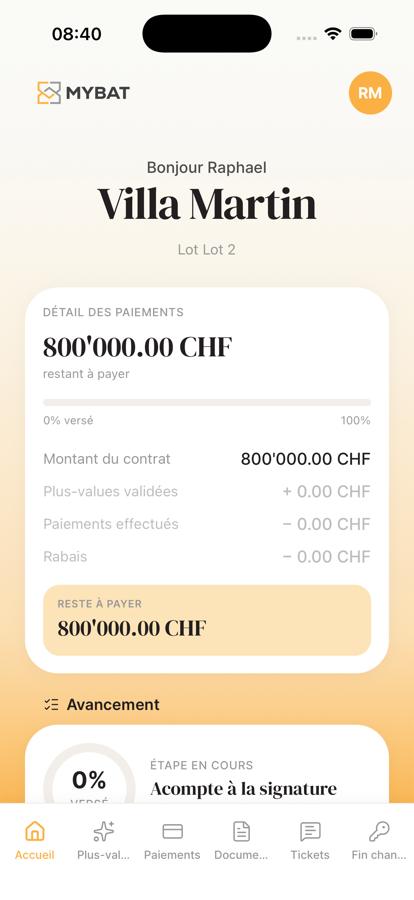 L’application MyBat : paiements et avancement du lot