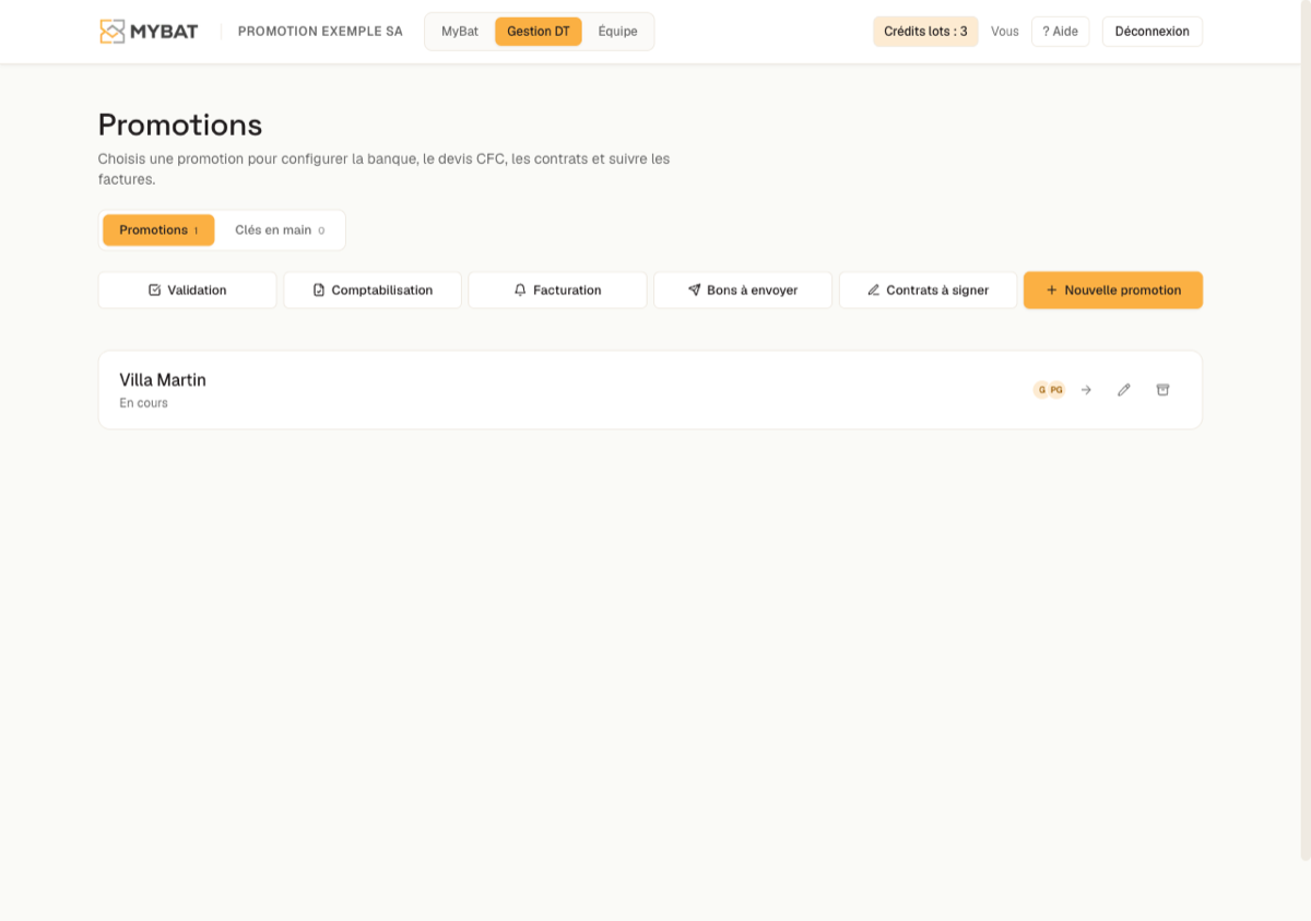 Vraie capture du module Gestion DT MyBat